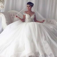 Off the Shoulder Wedding Dresses with Appliques - Thumbnail 1