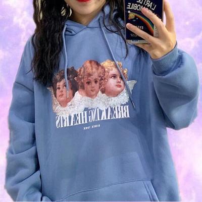 Angels breaking hearts printed hoodies