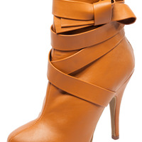 "Liz" Side Bow Design Ankle Boot - Camel - Thumbnail 1