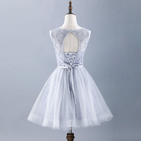 Gray tulle lace short prom dress, homecoming dress - Thumbnail 2