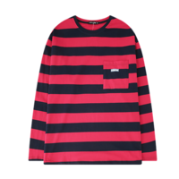 Free Shipping-RED AND BLACK STRIPED POCKET LONG SLEEVE SHIRT - Thumbnail 1