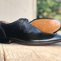 Men's Black Leather Shoes Shop Leather Shoes Men's Dress Black Shoe - Thumbnail 3