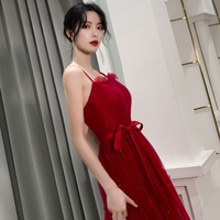 Burgundy tulle long prom dress, evening dress - Thumbnail 2