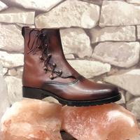  Mens Boots New Handmade Dark Tan Shaded Leather Ankle Boots for Men's - Thumbnail 2
