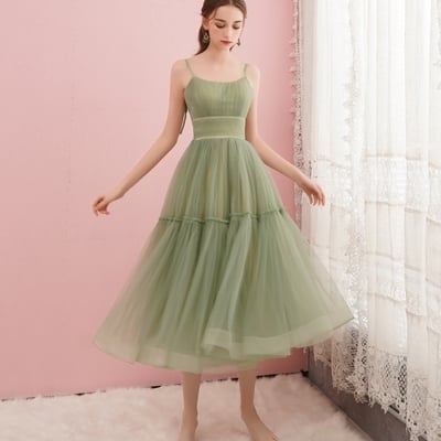 Cute green tulle short prom dress, green evening dress - Thumbnail 5