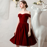Cute burgundy velvet short prom dress, homecoming dress - Thumbnail 3