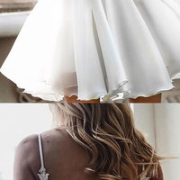 Spaghetti Straps Short Homecoming Dresses with Appliques - Thumbnail 4