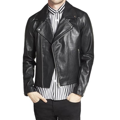 New fashion genuine leather biker jacket, leather jacket for men's - Thumbnail 4