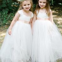 White Floor Length Tulle Flower Girl Dresses  - Thumbnail 1