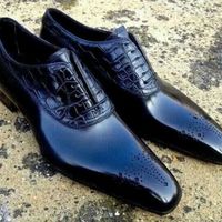 Pure Handmade Crocodile & Calf Leather Dress Shoes for Men's - Thumbnail 1