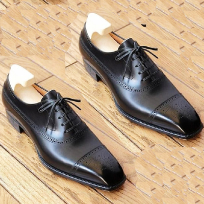 Mens black leather dress shoes men brogue leather shoes, shoes for men - Thumbnail 3