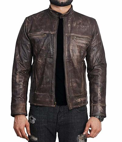 Handmade Vintage Brown Classic Leather Zipper Jacket