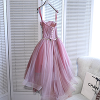 Pink tulle sweetheart high low prom dress, homecoming dress - Thumbnail 4