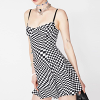 Free Shipping-CHECKER CUBE SLIP DRESS - Thumbnail 2