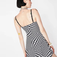 Free Shipping-CHECKER CUBE SLIP DRESS - Thumbnail 3