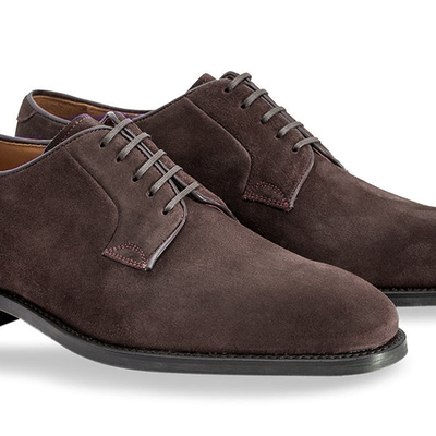 Handmade brown suede derby lace up shoes for men's - Thumbnail 5