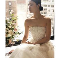 Strapless A-line Ivory Wedding Dress Delicate Appliques Elegant Bridal Gowns 2020 New Arrival Simple Garden Bridal Dress Vestido De Novia - Thumbnail 1