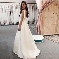 Delicate Beading Wedding Dress Bow Knot Spaghetti Straps Bridal Gowns Sweep Train Lace Up Back Vestido De Novia - Thumbnail 2