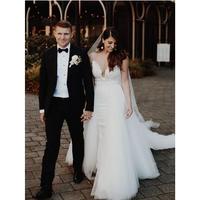 Latest Mermaid Wedding Dresses With Detachable Train Spaghetti Appliques Arabic Garden Chapel Bridal Gowns vestidos de novia Plus Size - Thumbnail 1