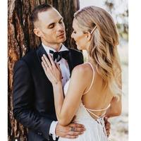 New Boho Wedding Dresses V-neck Spaghetti Straps Sleeveless White Ivory Chiffon Beach Bridal Dress Appliques Backless Vestido De Noiva - Thumbnail 4