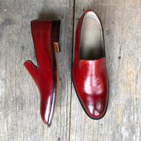Handmade Men's Burgundy leather slip owns Moccasin shoes - Thumbnail 1
