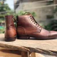 Handmade Pure Rusty Antique Brown Leather Casual Ankle Boots for Men's - Thumbnail 4