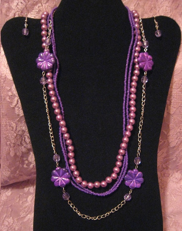 Purple Springtime Necklace Set