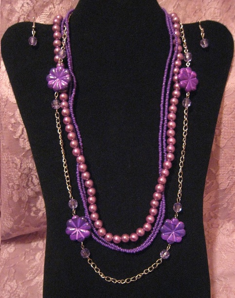 Purple Springtime Necklace Set