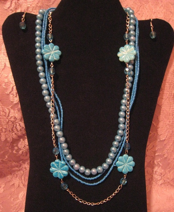 Teal Springtime Necklace Set
