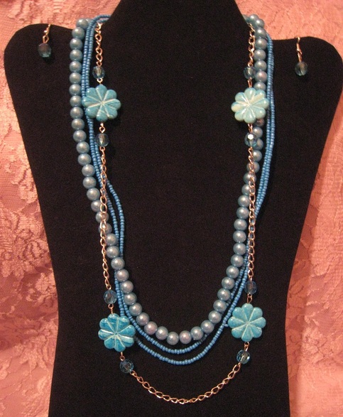 Teal Springtime Necklace Set