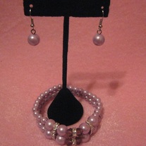 Purple Glass Pearl Bracelet Set