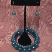 Teal Memory Wire Bracelet Set