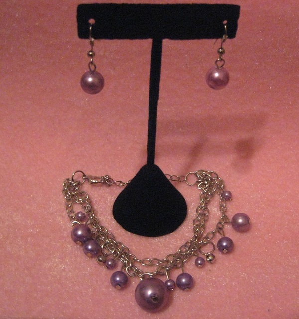 Glass Pearl Bracelet & Earring Set