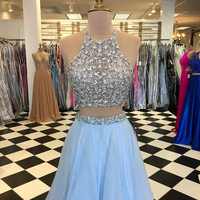 Sparkly Two Piece Sequins Sky Blue Long Prom Dress,116 - Thumbnail 1