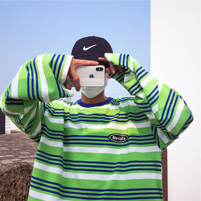 Free Shipping-RETRO STRIPED LONG SLEEVE TEE