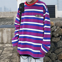 Free Shipping-RETRO STRIPED LONG SLEEVE TEE - Thumbnail 3