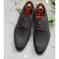 Handmade Dark Gray Suede Split Toe Lace Up shoes for men's - Thumbnail 1