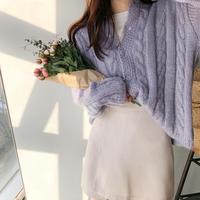 Sweet Pastel Color Knitted Cardigan Sweater - Thumbnail 1