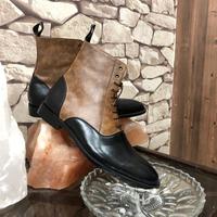 Handmade Black Brown Leather Casual Ankle High Lace Up Boots for Men's - Thumbnail 2