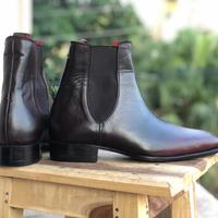 Handmade 2 Tone Brown Leather Casual Ankle High Chelsea Boots for Men's - Thumbnail 2