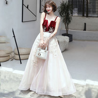 Cute tulle lace long prom dress, lace evening dress - Thumbnail 1