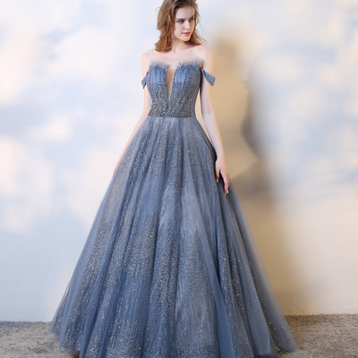 Sparkling tulle sequins long prom dress, evening dress - Thumbnail 5