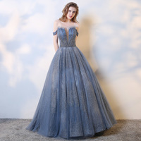 Sparkling tulle sequins long prom dress, evening dress - Thumbnail 1