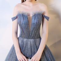 Sparkling tulle sequins long prom dress, evening dress - Thumbnail 2