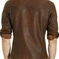 Men's Leather Shirt Genuine Lambskin Vintage Jacket Biker - Thumbnail 2