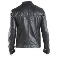 Men's Black Leather Biker Jacket - Thumbnail 1