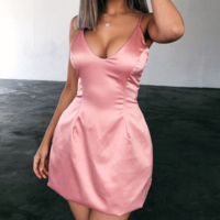 Women'S Solid Color Halter Sling High Waist Dress - Thumbnail 2