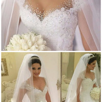 Sexy Ball Gown Princess Plus Size Wedding Dress 2019 Bride Gown Ivory Lace Wedding Dress Vestido De Noiva Vintage wedding gowns bridal dress,145 - Thumbnail 1