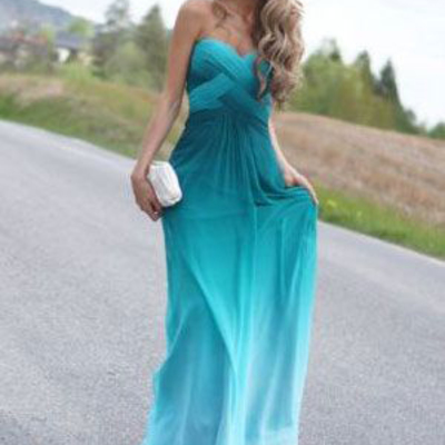 New arrival a-line sweetheart neck open back prom dress ombre chiffon long bridesmaid dress,155