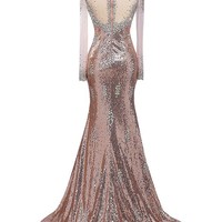 Long Prom Dresses, Sequin Prom Dresses, Mermaid Party Prom Dresses, Side Split Prom Dresses, Rhinestone Prom Dresses,156 - Thumbnail 1